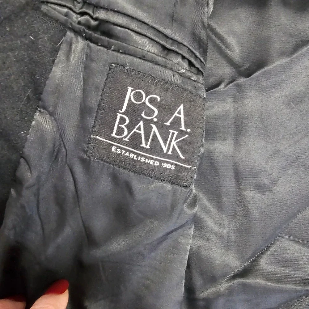 Jos‎ A Bank Pure Cashmere Black Blazer Jacket Sport Coat 50L 2 Button Office 90s